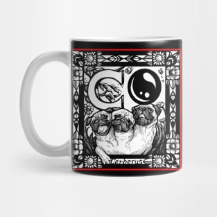 Pug Dog Cerberus - Red Outlined Version Mug